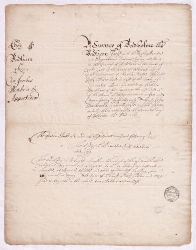 First page of the detailed survey of 1651 (TNA E 317 Yorks 49), reproduced by kind permission of The National Archives