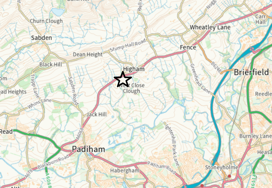 Forest of Bowland Map - Northwood Farm - Close up