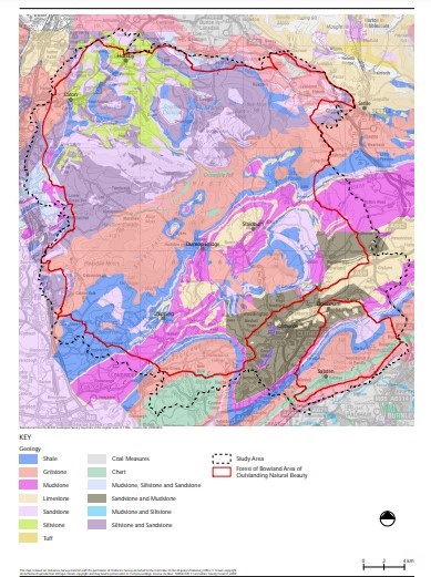 Solid geology map of Bowland based on OS map Solid geology map of Bowland based on OS map