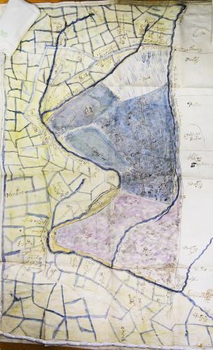 One of the pair of c 1600 dispute maps of Leagram Park (LRO DDST Box 15 No. 9), by Edmund Moore reproduced by kind permission of Lancashire Archives