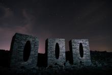Andy Goldsworthy sculptures on Clougha/Grit Fell by night. © Chris Jones