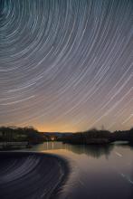 A bit over an hours' worth of star trails above Abbeystead Reservoir. © Chris Jones