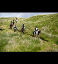 Riders descending down the hill at Burnslack Fell, Chipping. © Fleur Court