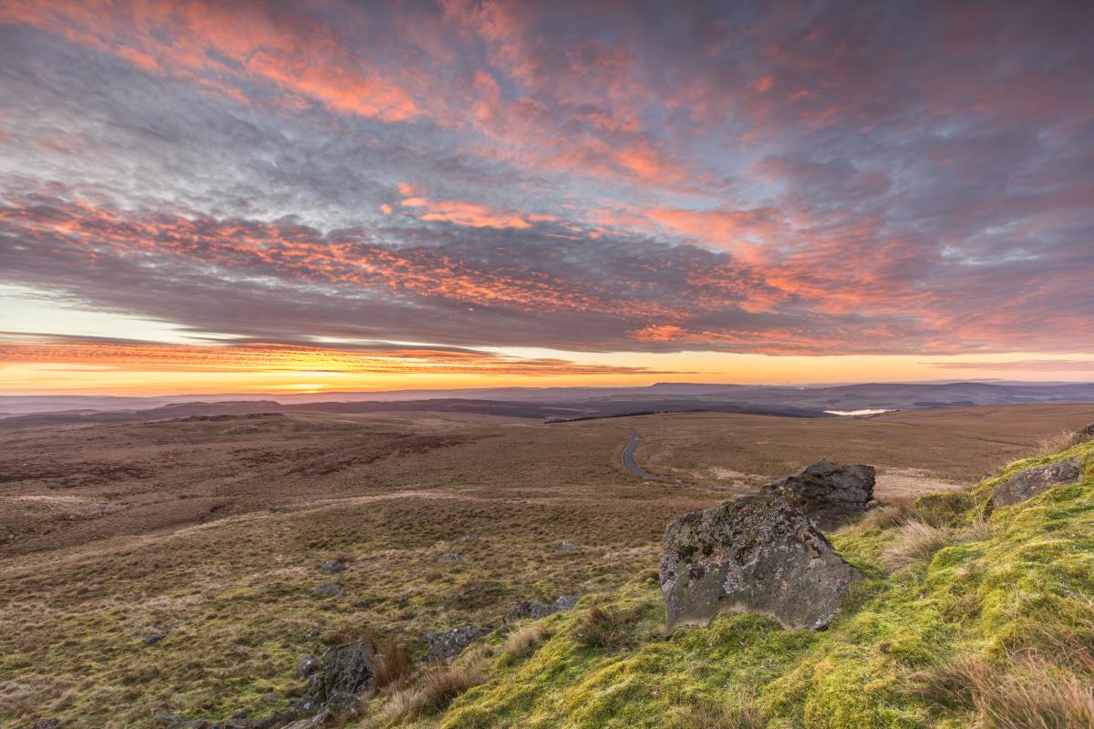 Landscape view of Bowland Knotts at sunset