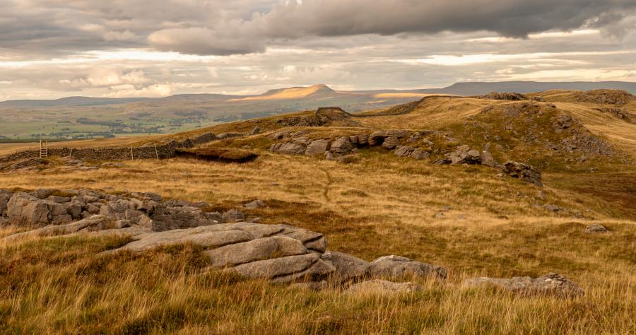 Landscape view of Bowland Knotts at sunset