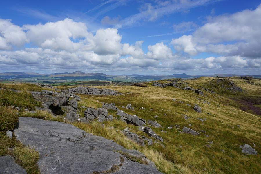 Landscape view from Bowland Knotts looking towards Ingleborough and Pen y ghent
