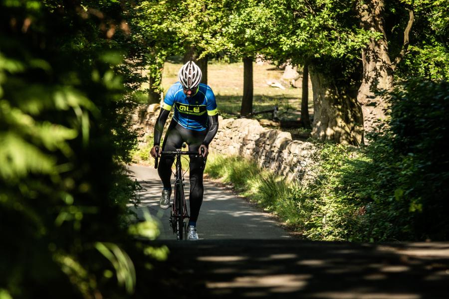 cyclist on road in pendle