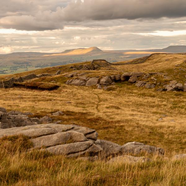 Landscape view of Bowland Knotts at sunset