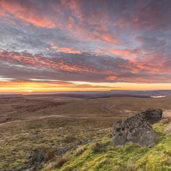 Landscape view of Bowland Knotts at sunset