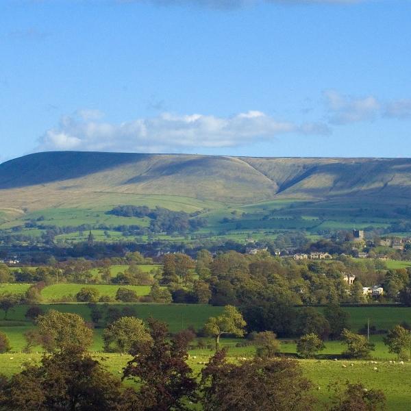 view of Clitheroe with Pendle Hill in the background