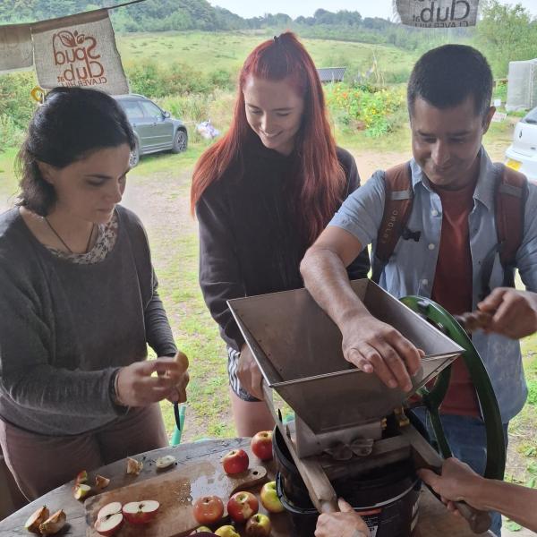 Apple pressing at an event
